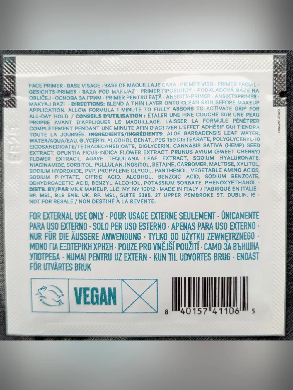 Milk Makeup Hydro Grip Primer Sachet - Teal and Aqua Branding - Picture 2 of 2